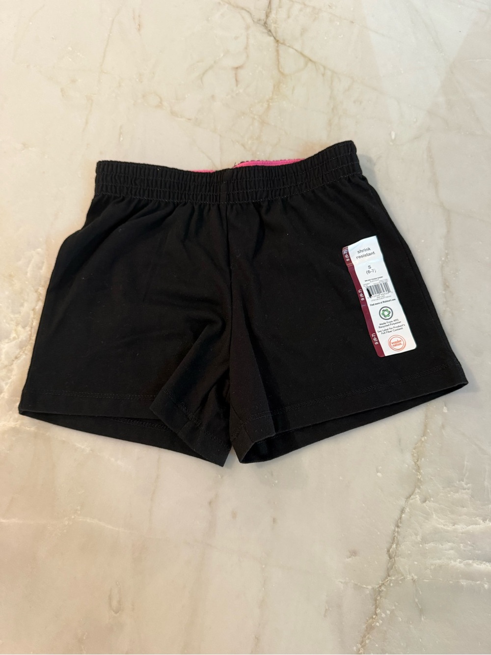 wonder nation Black Kids Elastic-Waist Shorts with Pink Lining